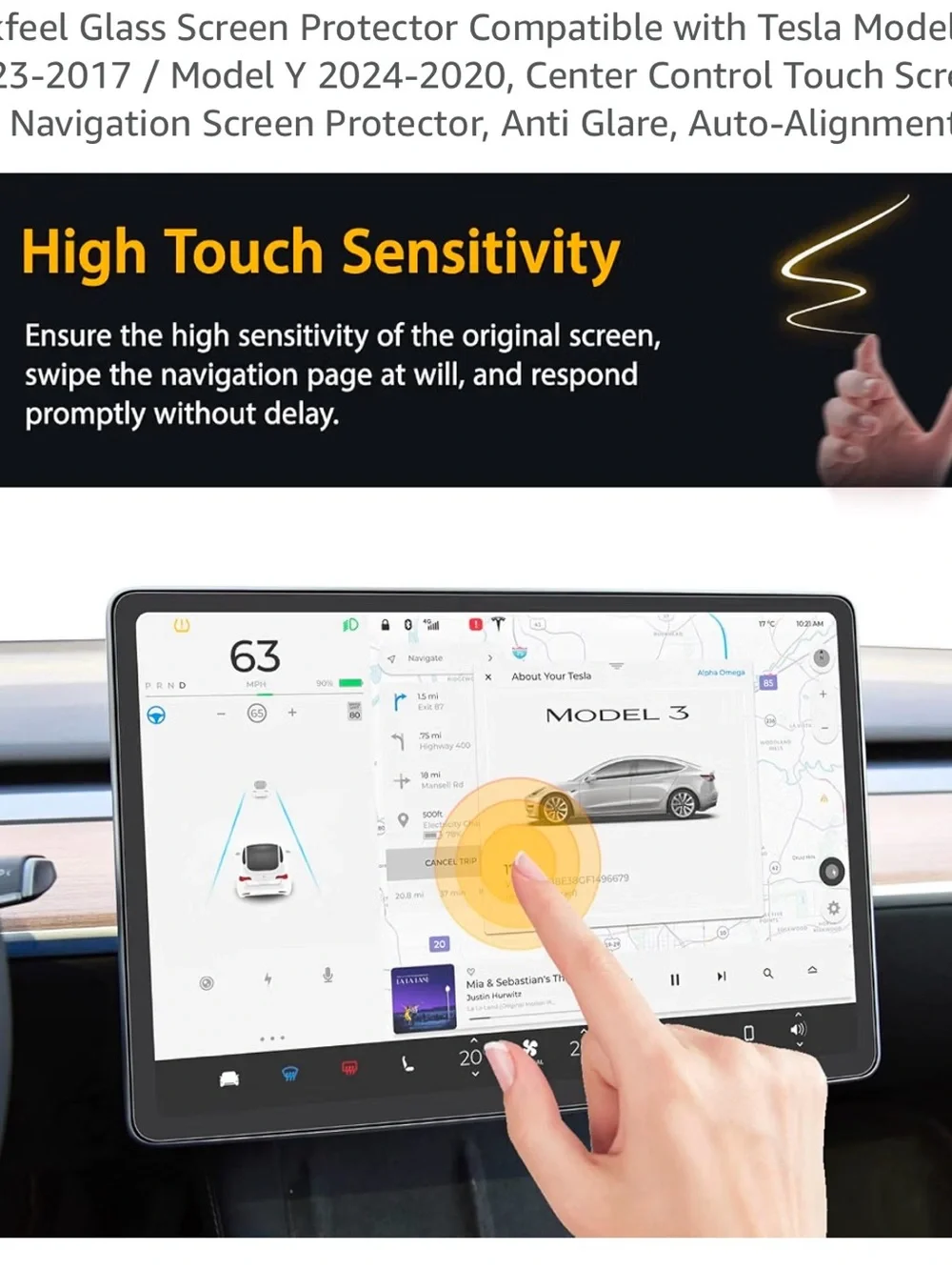 Tesla Model 3/ Y Silkfeel Glass Screen Protector - Clear
